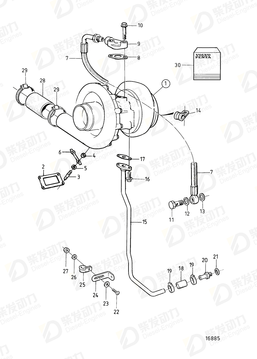 VOLVO Oil feed hose 3827670 Drawing